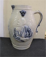 Blue flemish stoneware pitcher, see photos