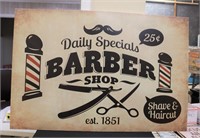 47 1/4 by 31 1/2 metal Barber Shop sign
