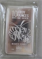 10 ounce Murder Hornet silver bar