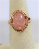 Sterling pink quartz ring, lab made