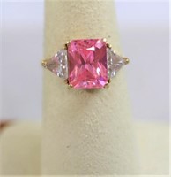 10k gold pink gemstone ring