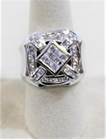 Sterling silver white sapphire men's ring