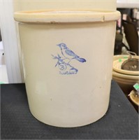 Vintage 3 gallon bluebird pickle crock, see photos