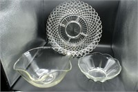 Assorted glass bowls and divided serving platter