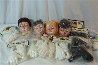Collection Vintage Rubber Clown Doll Parts