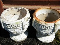 Pair 14" tall Old Concrete Flower Pots