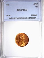 1948 Cent NNC MS-67 RED $2150 GUIDE