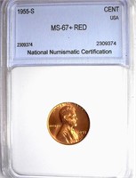 1955-S Cent NNC MS-67+ RED $500 GUIDE