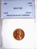 1954 Cent NNC MS-67 RED $19000 GUIDE