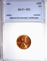 1955 Cent NNC MS-67+ RED $1800 GUIDE