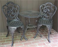 3 pc Metal Patio Set (2 Chairs & Table)