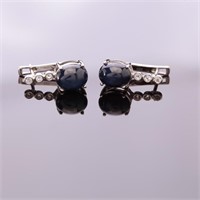 Star Sapphire & Topaz Latchback Sterling Earrings