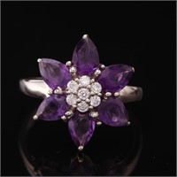Size 6.5 Sterling Silver African Amethyst Ring
