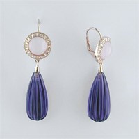 Purple and Pink Fluted Fashion Dangle Earrings