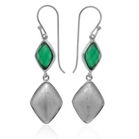 Sterling Silver Green Agate Drop Earrings