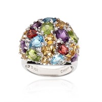 Multi Gems Dome S/S Ring SZ 7