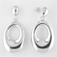 Sterling Silver Large Hoop Dangle Earrings