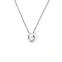 Sterling Silver Oval Solitaire Pendant With Chain