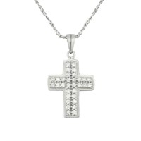 Sterling Silver Pave Cross Pendant