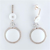 White Flower Motif Fashion Dangle Earrings