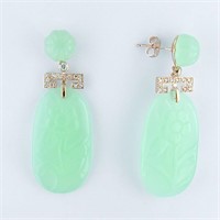 Flower Motif Green Fashion Dangle Earrings