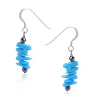 Sterling Silver Turquoise Chip Drop Earrings