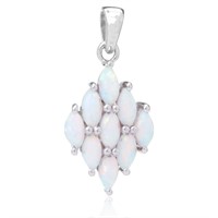 Sterling Silver Irisdescent Opal Cluster Pendant