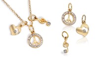 14K Gold embraced Delicate Charm Necklace