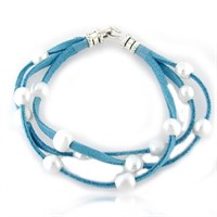Sterling Silver Multi Strand Pearl Cord Bracelet
