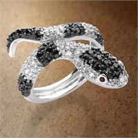 S/S Black&White Pave Snake Ring SZ 7