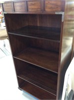 Three shelf wooden bookcase