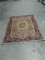 Pink and Tan Floral Area Rug