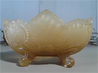 Footed Embossed Glass Bowl