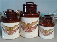 McCoy Carved Wooden Eagle Canisters