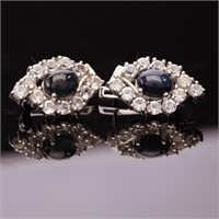 Sterling Silver Star Sapphire & Zircon Earrings