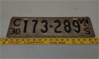 1930 WI C Truck License plate