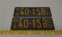 Pair 1931 WI Truck License plates