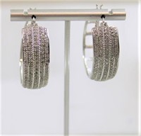 Pair of genuine diamond hoop earrings