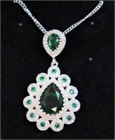 Cartier style emerald necklace, lab made