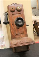 Vintage oak wall telephone