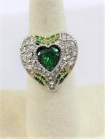 Emerald heart ring, lab made