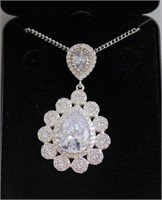 Cartier style white sapphire necklace, lab made