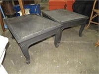 (2X)  SLATE TOP SOLID WOOD END TABLES
