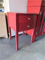 PAINTED RED (2) DRAWER END TABLE