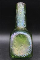 Vintage Iridescent Green Leaf Art Glass Bud Vase