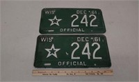 Pair 1961Police WI license plates