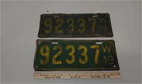 Pair 1919 WI license plates