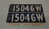 Pair 1913 Riveted WI license plates