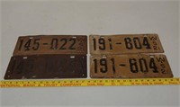 2 Pair 1921 WI license plates