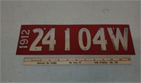 1912 Riveted WI license plate